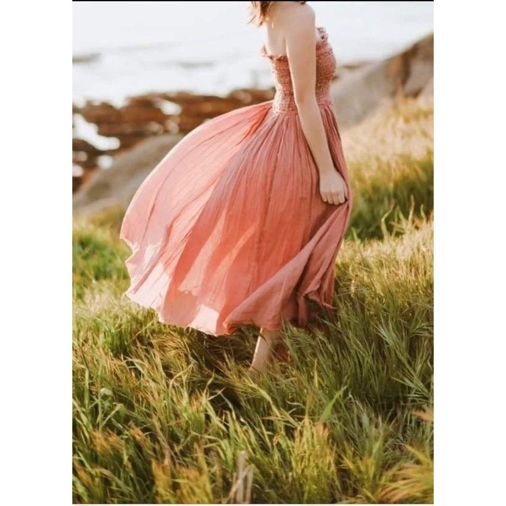 FP One Ravenna Dusty Rose Convertible Stretch Tube Top Maxi Skirt Dress Small